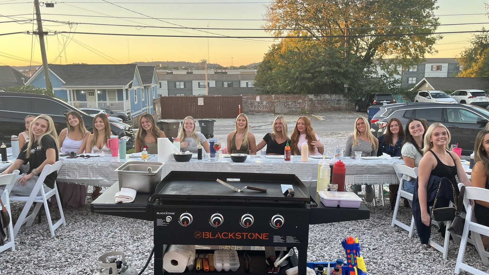 Backyard hibachi grill set up for a party in Flourtown