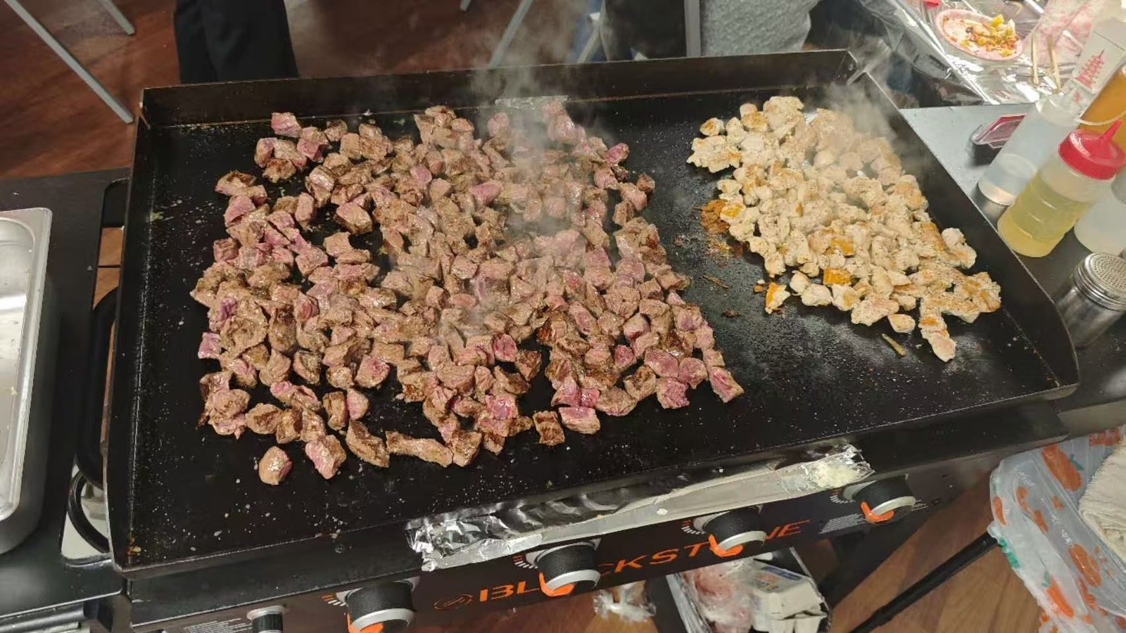 Hibachi at home in Towaco — the chef at the grill