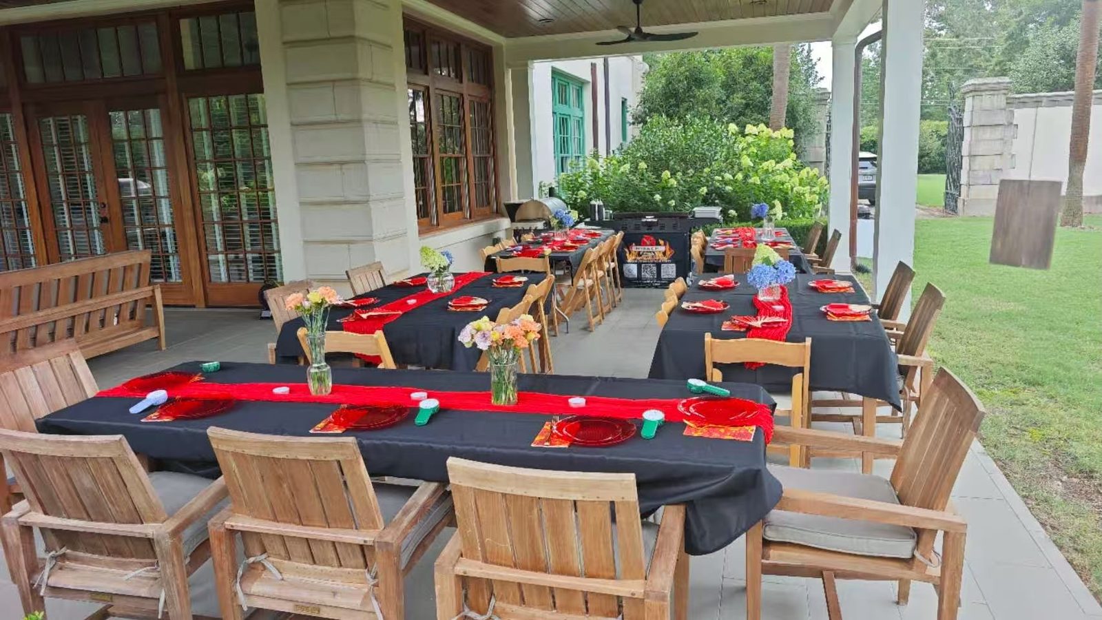 Backyard hibachi grill set up for a party in Venus